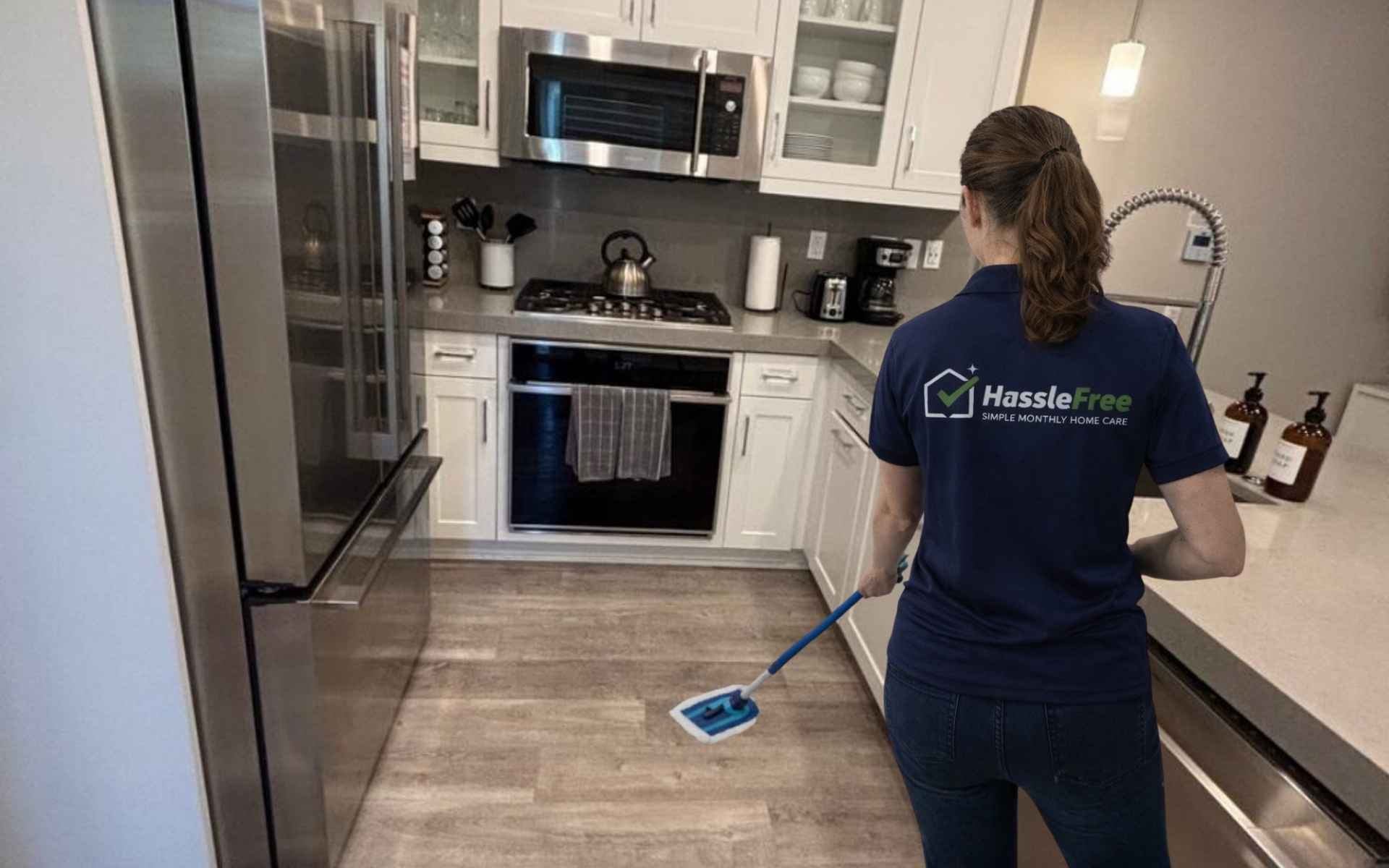 A HassleFree cleaner performing a proactive home cleaning